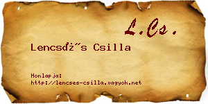 Lencsés Csilla névjegykártya